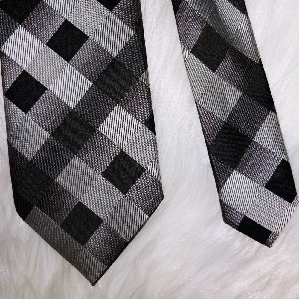 John Sparks Tie Black Silver 60"